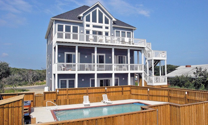 Buxton Casa | Ocean-view home with central AC, pool, & hot tub
