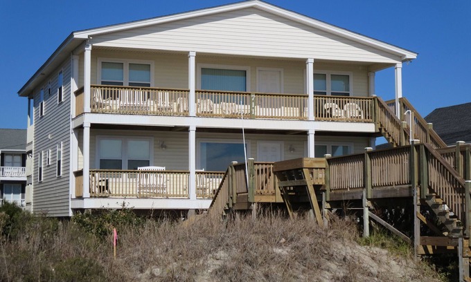 Holden Beach Casa | Dúplex de 4 a 8 habitaciones frente al mar (arriba)