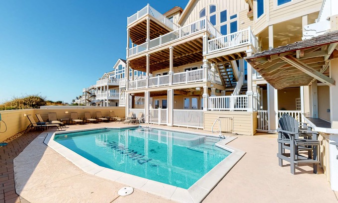 Hatteras Casa | Oceanfront, dog-friendly house with private pool, hot tub, & central AC
