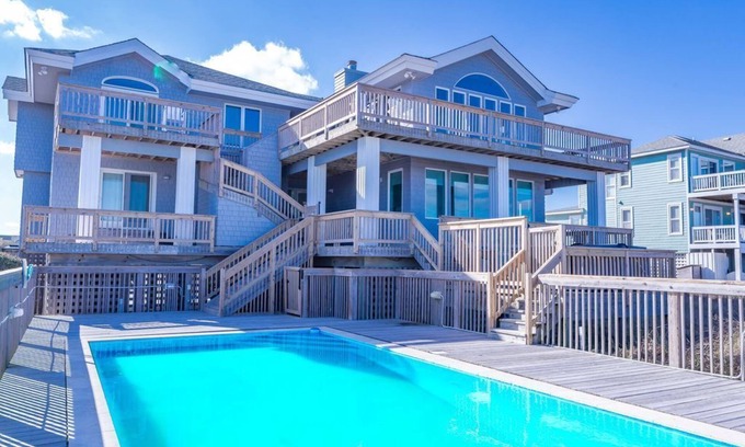 Ocean Hill Casa | Oceanfront Estate, Corolla, 7 Bedrooms, Heated Pool, Hot tub with oceanview, Lig