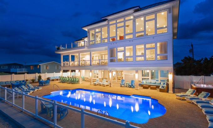 Sandbridge Casa | Oceanfront home with regulation pickleball, indoor/outdoor pool, hot tub & gym