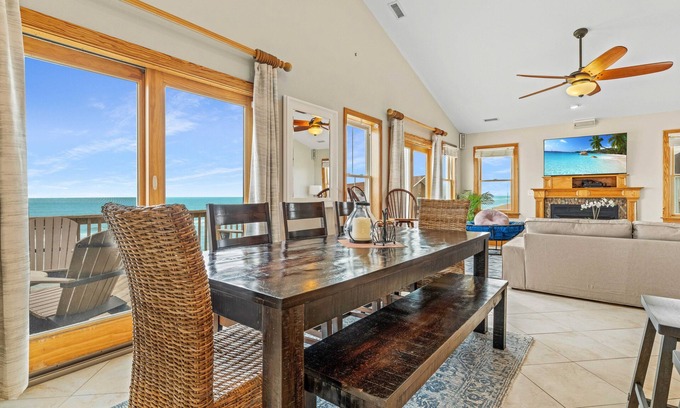Rodanthe Casa | Oceanfront beach home w/ hot tub & game room and dolphin views off the back deck