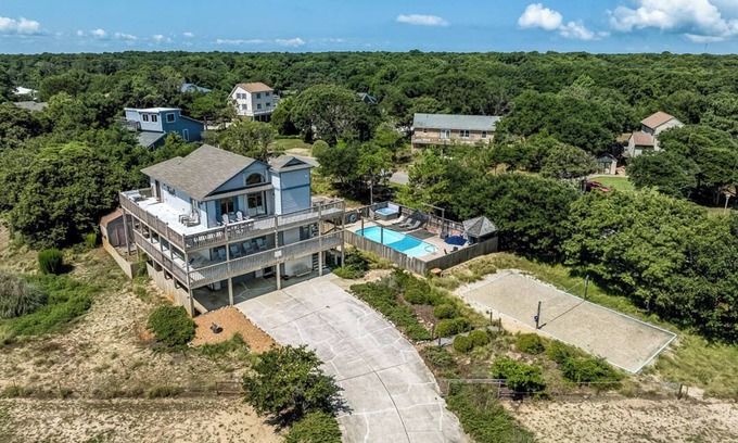 Sea Scape Casa | Nuestro lugar feliz | Se admiten perros, piscina privada, bañera de hidromasaje | Kitty Hawk