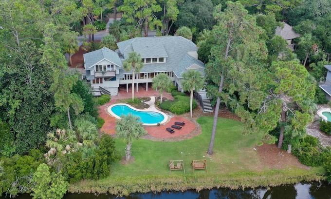 Sea Pines Casa | Outdoor Family Oasis, Private Pool, BBQ, on Lagoon
