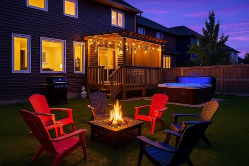 West Edmonton Apartamento | Outdoor Oasis-Hottub-BBQ-Firetable-AC-KingBd-85in TV