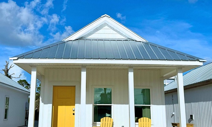 Port St. Joe Cabaña | "Pelican Cottage" is a pet friendly, 2 bed, 1 1/2 bath unit accepting 5 guests. Pool Coming 2025!