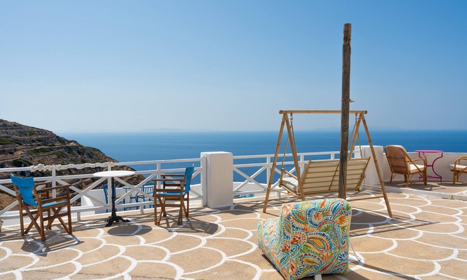 Sikinos Apartamento | Apartamento "Sifnos" que admite mascotas, con vistas al mar, bañera de hidromasaje y Wi-Fi