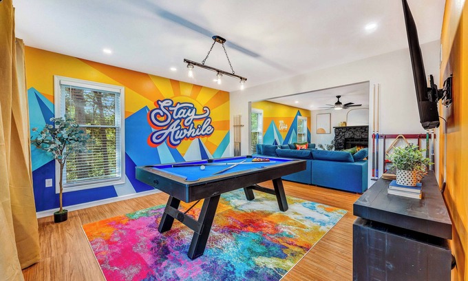 East Stroudsburg Casa | Pocono Dream House! Heated Pool, Fire Pit, Bowling, Mini Golf!