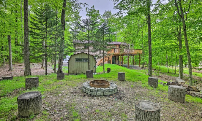 Locust Lake Village Cabaña | Pocono Lake Chalet w/ Deck, Fire Pit & Sunroom!