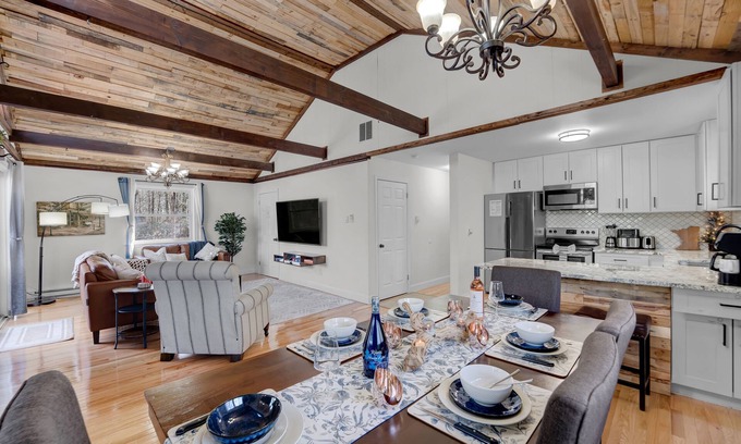 Cresco Casa | Pocono Mountains Luxury Retreat with king bed and Game Room in the woods.