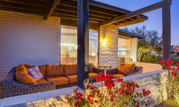 Fountain Hills Casa | POOL & SPA! Football fans will love the TV Wall! Remodeled mid-century luxury!
