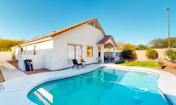 Power Ranch Casa | Power Ranch home with private pool, outdoor areas & a park across the street