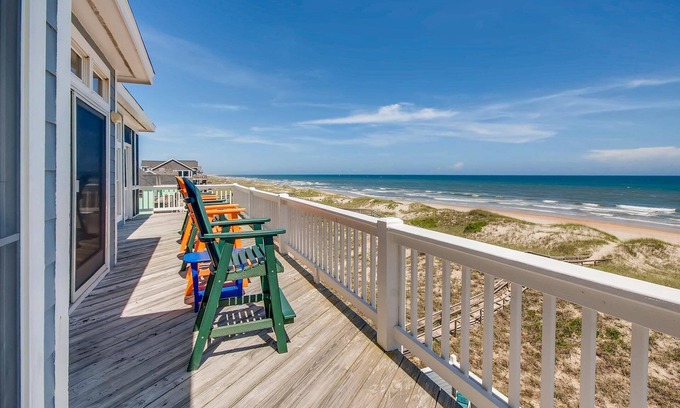 Hatteras Casa | Rejuvenezca la piscina frente al mar, el jacuzzi, la sauna, el elevador, la sala de juegos, el paseo marítimo y más