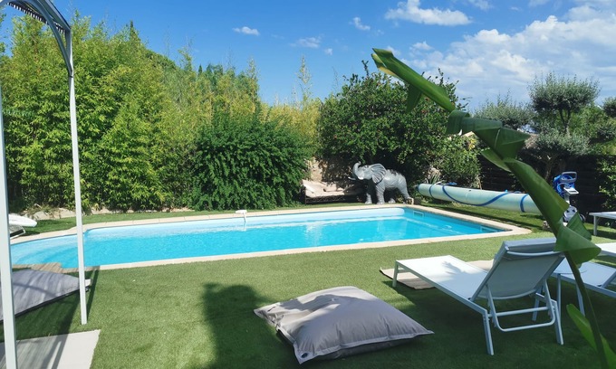 Tamaris Casa | PRETTY AIR-CONDITIONED HOUSE WITH SEA VIEW, GARDEN, SWIMMING POOL, BETWEEN SABLETTES AND TAMARISKS