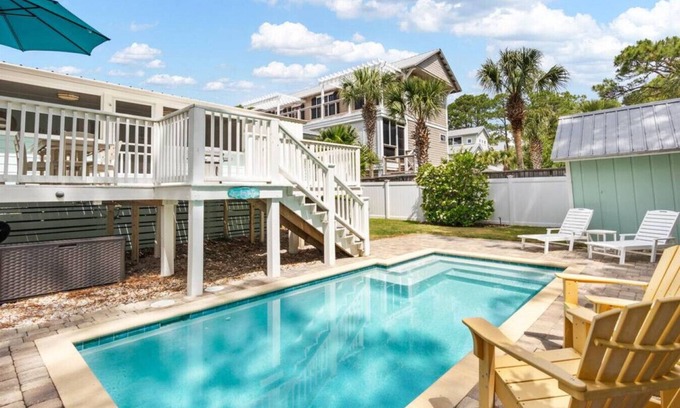 Seagrove Beach Casa | Private Beach access- Charming 2BR Home w Private Pool, Golf Cart