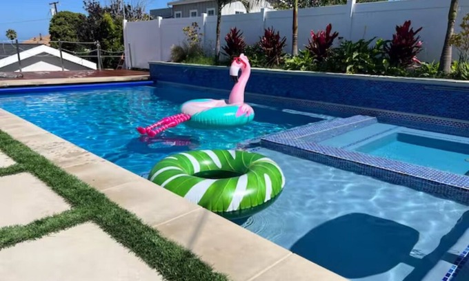 South Redondo Cabaña | Private bungalow with pool, hot tub, basketball court.