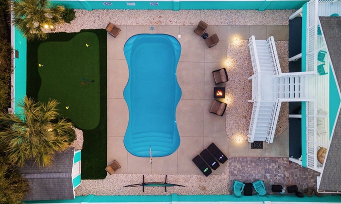 Atlantic Beach Casa | Private Pool! Ocean Views! 200 ft to Beach! Putting Green! Firepit! Ping Pong!