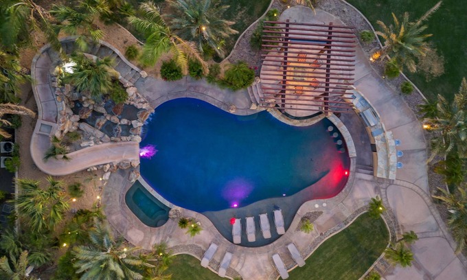 Bermuda Dunes Casa | Privately Gated 2.3 Acre, Tuscan Villa Resort Property, View, pool and12' Slide!!