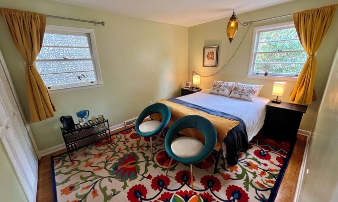 Asheville Casa | Quiet bungalow in west Asheville with hot tub, fitness room, and a wood stove.