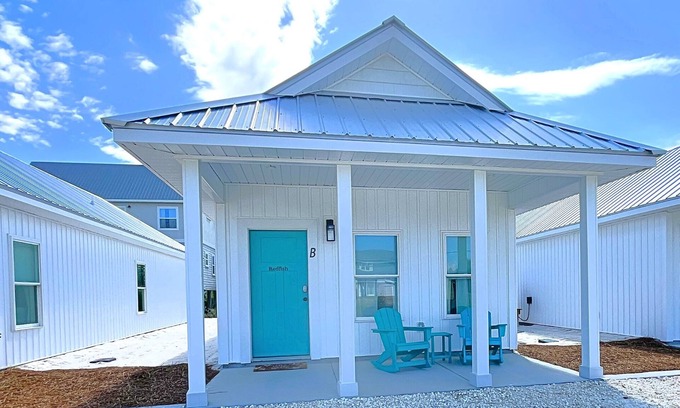 Port St. Joe Cabaña | "Redfish Cottage" is a pet friendly, 2 bed, 1 1/2 bath unit accepting 5 guests. Pool Coming 2025!