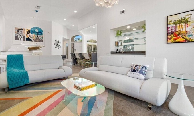 Cathedral City Casa | Remodeled Home With Golf Course View, Modern Pop Art Vibe!