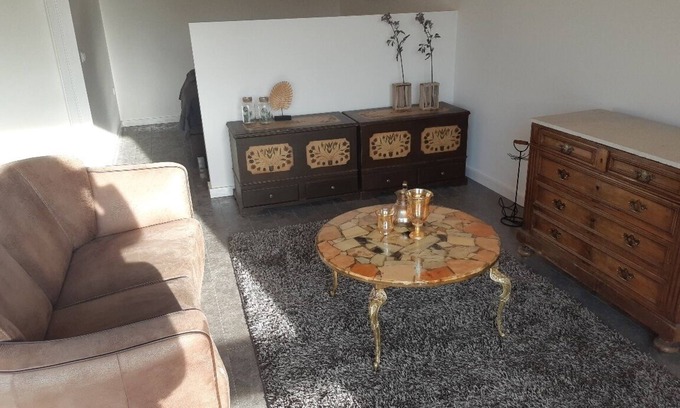 Hoenkoop Apartamento | Habitación retro con una bonita vista sobre el paisaje.