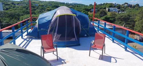 Villa Borinquen Otro | Rooster Run Camping is a - rooftop & elevated camping experience! Incredible views of The Rain Forrest and Culebra across the Atlantic Ocean - Tents, towels, comfortable Air Beds, Warm Shower-Central Location- 5 beaches -25 min walk & Ferry is 20 min
