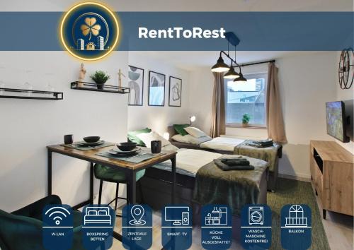 Stadtkern Apartamento | RtR Essen - Für bis zu 2 Personen - Voll ausgestattet - Balkon - Zentral Limbecker Platz - Messe - Uniklinikum - Smart TV - Modern