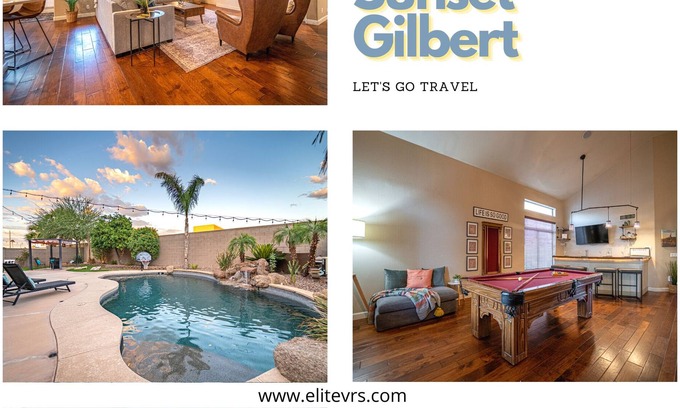 Gilbert Casa | Saguaro Sunset! Sleeps 12 with Heated Pool Too! Game Room