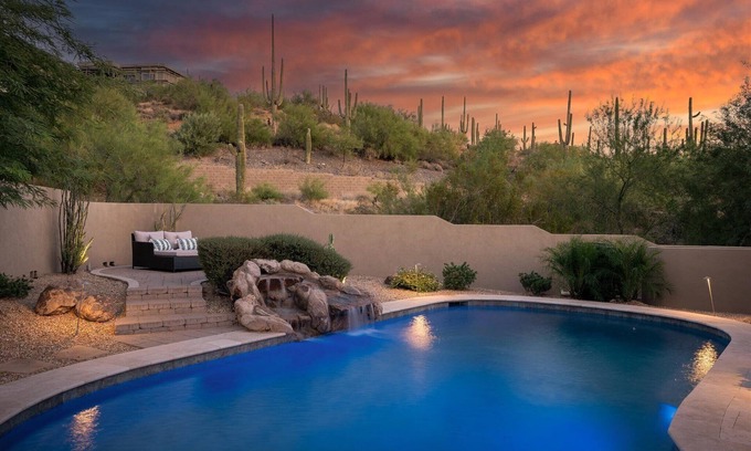 Cave Creek Casa | Scottsdale/Cave Creek Luxury Sonoran Nights with Mtn Views, Heated Pool, Hot Tub, & Game Room