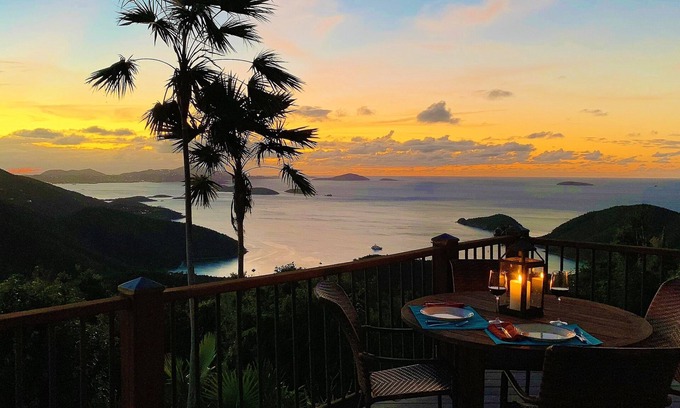Maho Bay Quarter Villa | Seaclusion - St. John: Vistas panorámicas del océano Amanecer y atardecer - En la cima del Pico Ajax
