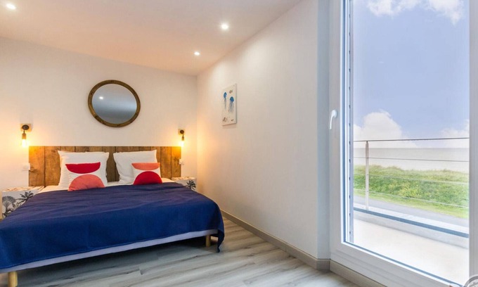 Saint-Marcouf Cabaña | Casa junto al mar con balcón, aparcamiento y WiFi