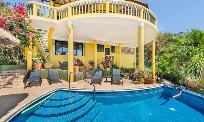 Isla Mujeres Villa | Secluded 6 BR w/ Ocean + Jungle Views.
