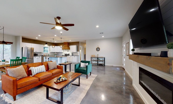 Fischer Casa | Secluded home with firepit, gas grill, central AC, game room, W/D