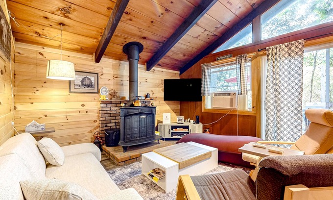 Center Conway Casa | Secluded, rustic, dog-friendly home with firepit, deck & woodstove