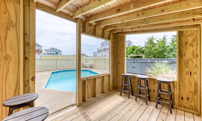 Ocean Isle Estates Casa | Semi oceanfront Avon home w/ private pool, hot tub, elevator, & rec room!