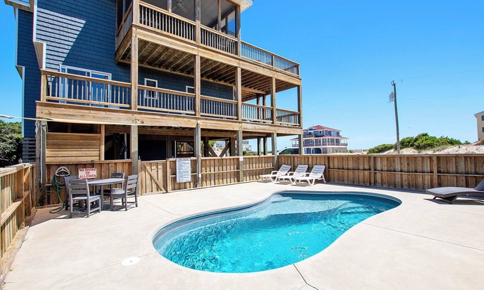 Carova Beach Casa | Semi-Oceanfront, Ocean Views, Wild Horses, Private Pool, 4x2338, Race To The Beach
