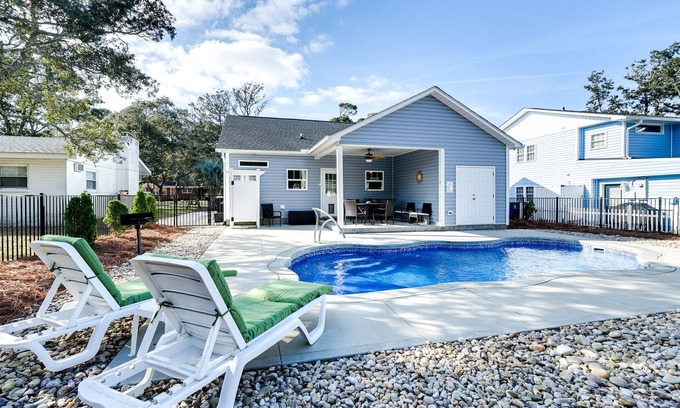 Yaupon Beach Casa | Serene Oak Island Home w/ Private Saltwater Pool!