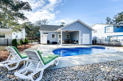Yaupon Beach Casa | Serene Oak Island Home with Private Saltwater Pool!