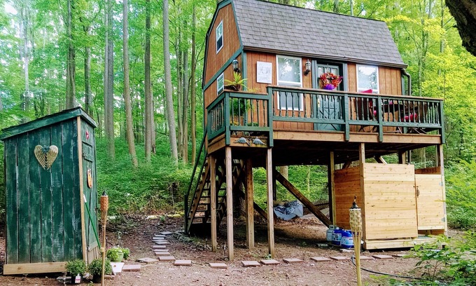 Dellslow Cabina | SIS's Treehouse Cozy & Charming located within forests on 26 acres Morgantown WV