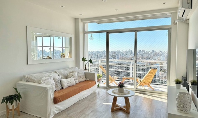 Chacarita Apartamento | skyline piso 20! Pasos de Palermo 2 BR amenities. estadio Movistar