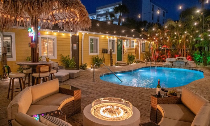 Madeira Beach Villa | Sleeps 24! Steps to the Beach! Heated Pool Entire Resort
