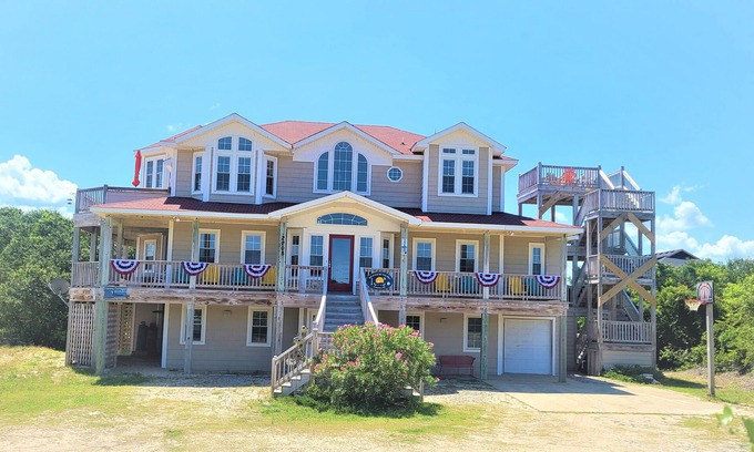 Carova Beach Casa | Solstice by the Sea. Pool, Hot tubTheatre Sauna Volleyball Air hockey 4x4 bch