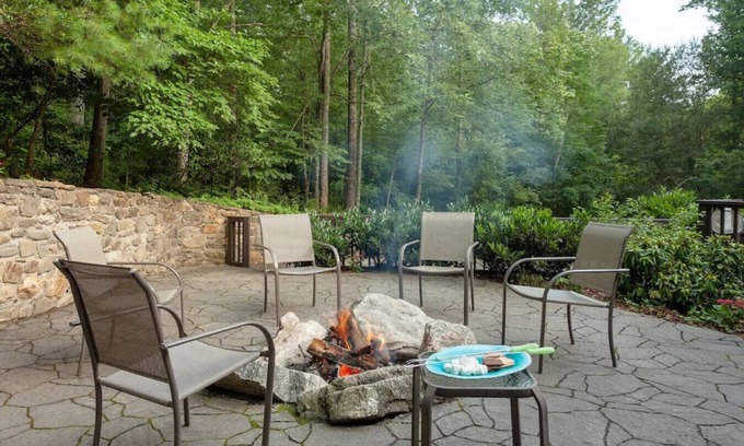 Asheville Casa | Spacious Lodge nestled in Private Wooded Acres: hot tub, firepit, llama & petting goats, trails, fresh eggs + 15 min to AVL