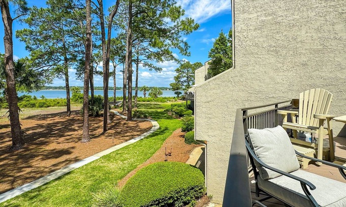 South Beach Villa | Spacious waterview haven with decks, firepit, AC, WiFi, pool - walk to beach