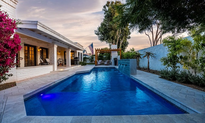 Andorra Casa | Spanish Farmhouse in Biltmore w/Heated Pool, Outdoor Fireplace & Hot Tub.