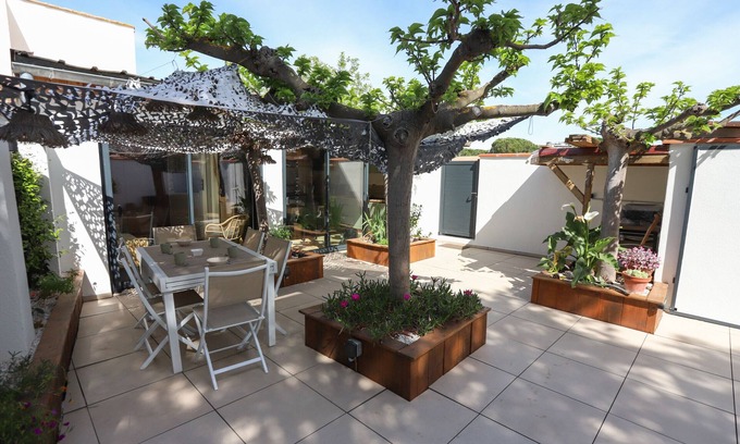 Saint-Cyprien Plage Chalet De Esquí | Casa St Cyprien clasificada 4 estrellas con gran terraza soleada