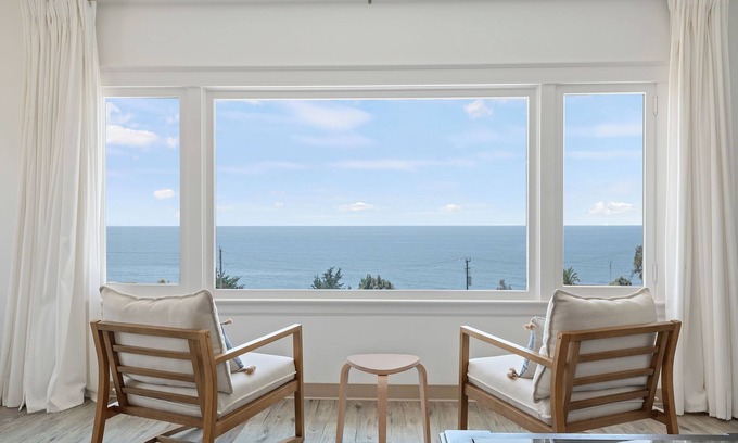 Summerland Casa | Steps to Beach and Town! Ocean Views! Space for 7!