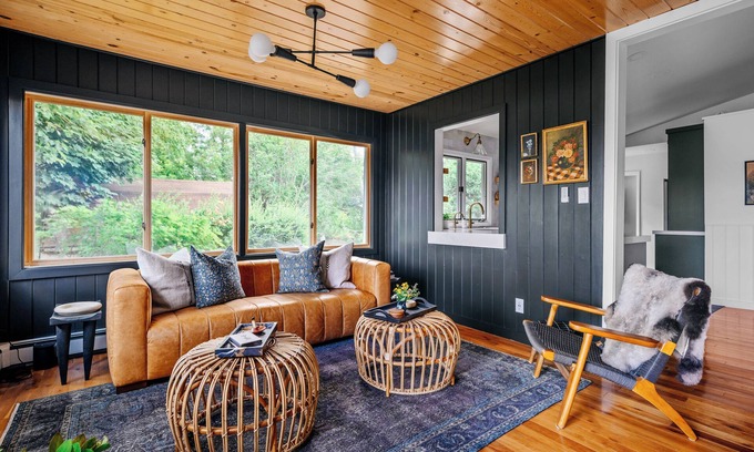 Omena Cabaña | Stillwater Cottage - lakefront with chefs kitchen, fireplace, firepit