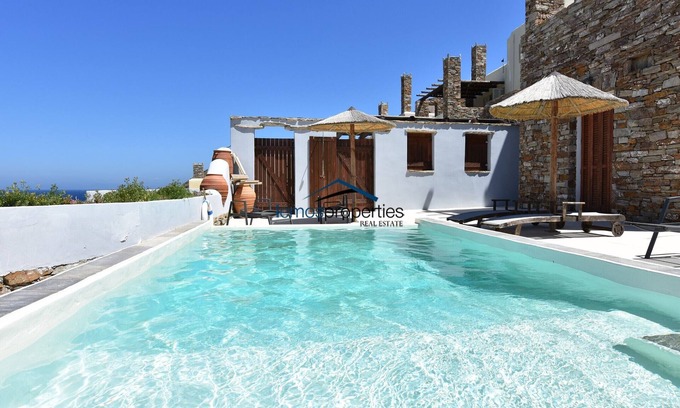 Kea Casa | Stone villa with a sea water swimming pool and a sea view, close to the sea
